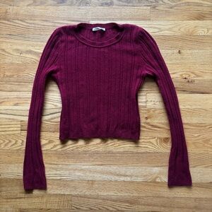 Reformation Cropped Ribbed Cashmere Sweater Crimson Size S